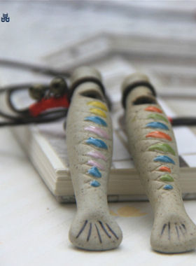 彩绘皮质可调节带铃铛红色毛衣链