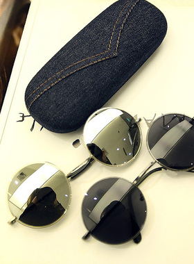 双张记2021超复古圆形眼镜师爷墨镜走秀款金边太阳镜米奇眼镜男女