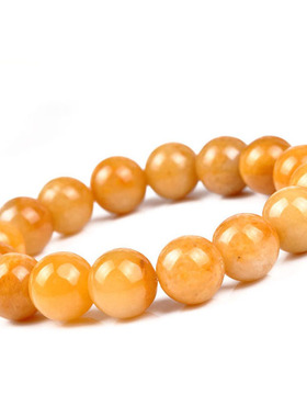 天然单圈手串老黄玉