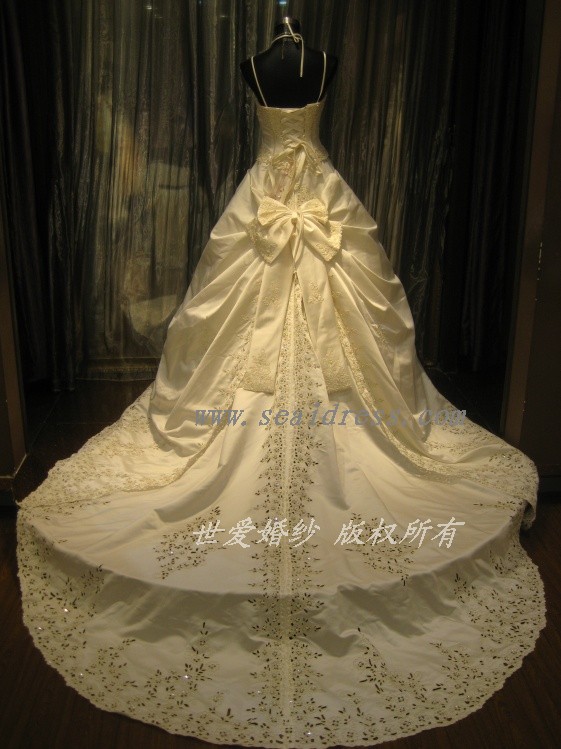 大拖尾婚纱 weddingdress 高档车骨立体绣花婚纱 华丽