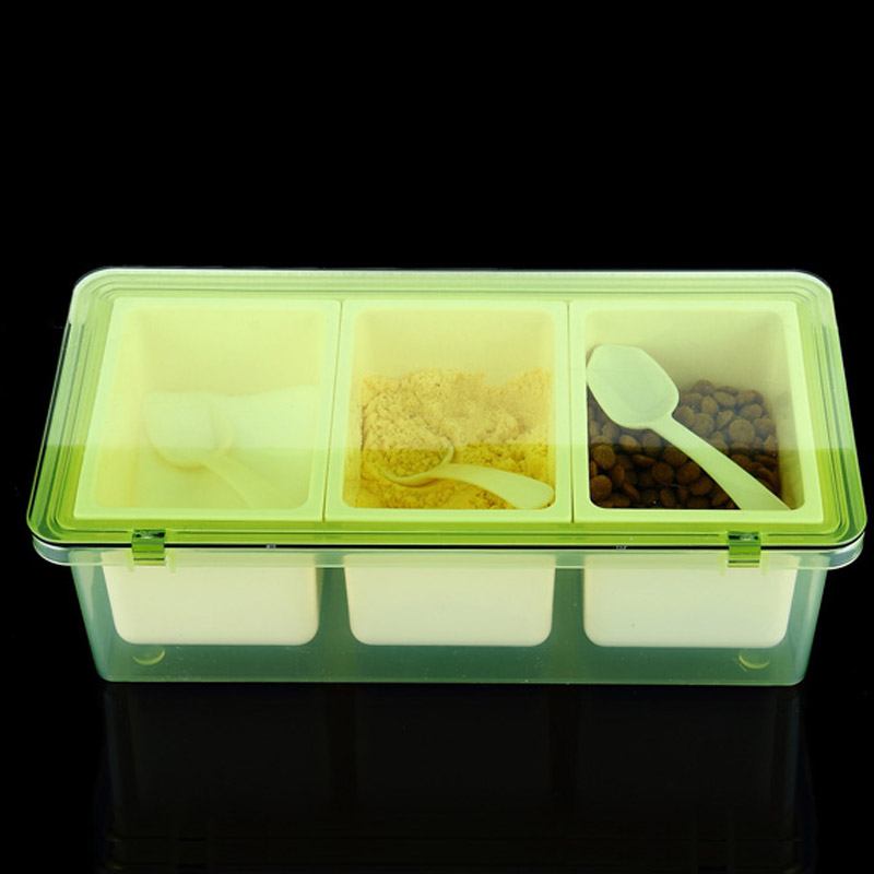 有盖三格调味瓶格子式塑料调味罐