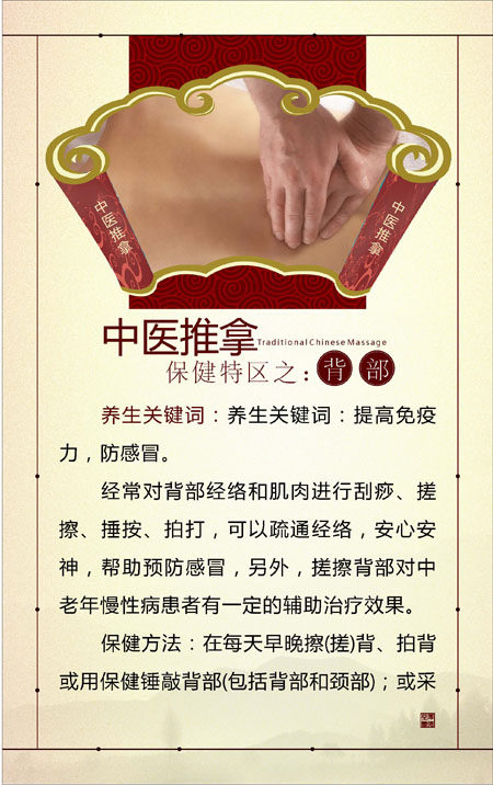 707海报印制海报展板797中医推拿按摩宣传中医推拿保健特区之背部
