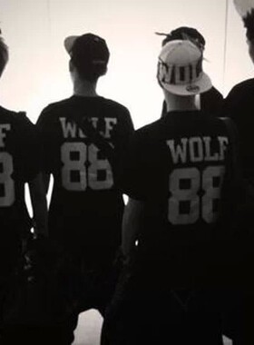 exo wolf88狼与美女同款打歌服T恤应援队服 男女款周边 纯棉短袖