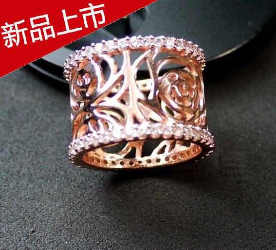 纯银玫瑰金花朵饰品情侣戒指特价