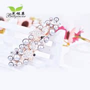 Bagen grass horizontal clamp clip hair jewelry Pearl Crystal tail ring spring issuing Korea jewelry