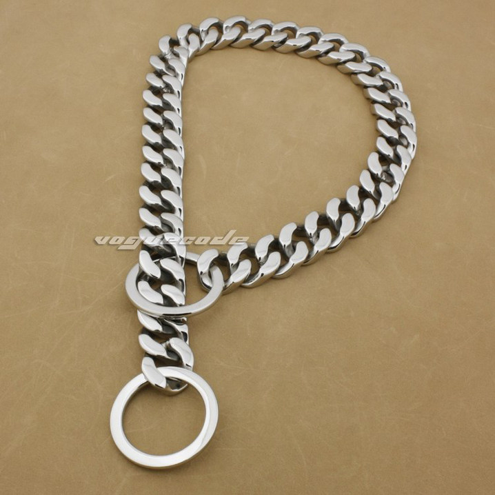 厚重型时尚豪华霸气钛钢狗颈链 大型犬训狗链 P链 狗项圈U链 包邮