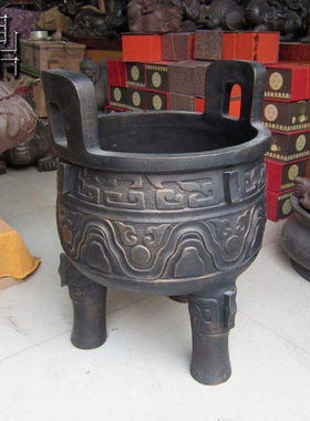 宜兴紫砂茶壶陶醉古铜泥 古鼎 工艺品 特大香炉摆件茶宠