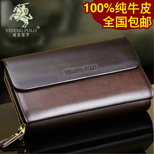 Leather fashionable hand loop bag, big small clutch bag, genuine leather, Korean style