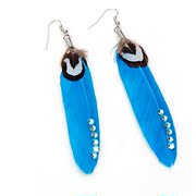 Smiling Korean feathers long earring earring earring earring fashion Korea earloop accessory 367213