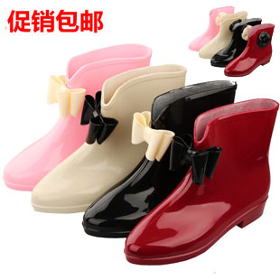 時尚中筒短靴增高防水鞋新品