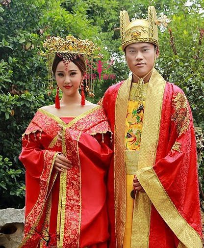 婚嫁汉服凤冠霞帔唐装风情侣发饰