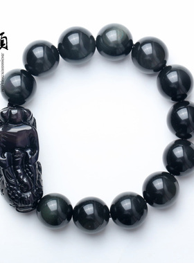 黑曜石龙头生日礼物新年貔貅手链