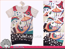 2019夏装女装日本scolar 旋转木马超可爱卡通米色短袖t恤时尚