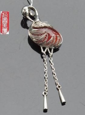 手工镶嵌红玛瑙花朵时尚风吊坠