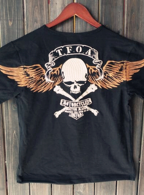 vanson机车刺绣T恤 VANSON&TFOA合作款