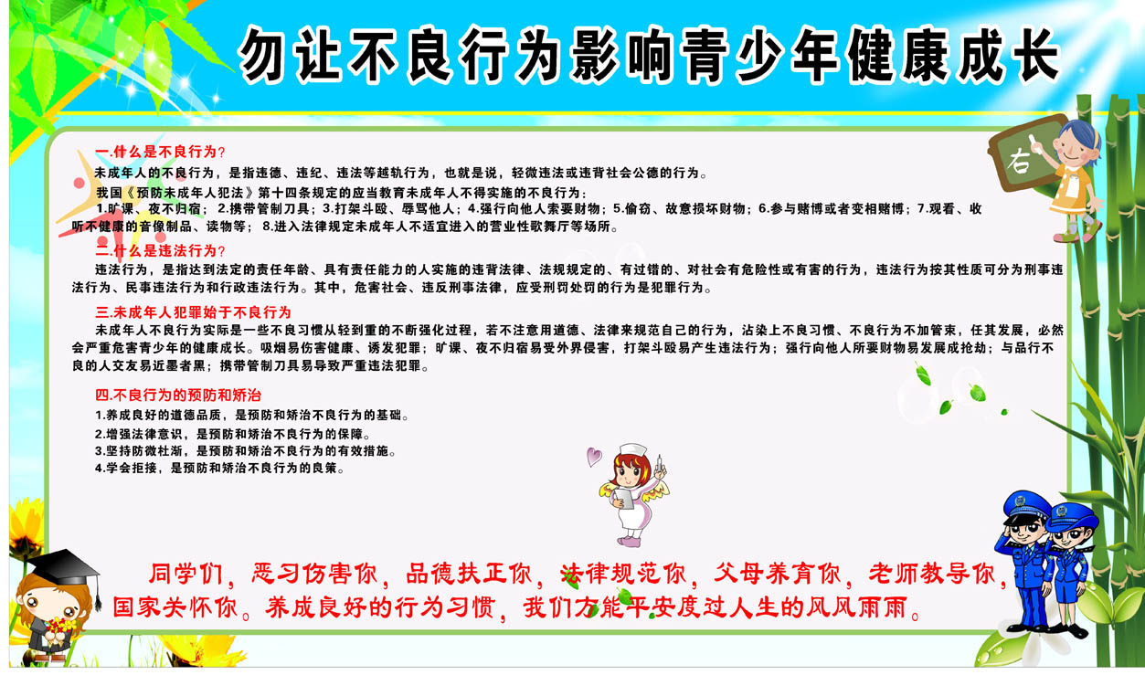 595海报印制海报展板素材309勿让不良行为影响青少年健康成长