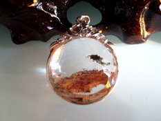 水晶镶嵌纯银复古宫廷风圆形吊坠