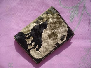 十字绣钱包成品 短款 男款 男士狼图 圆月孤狼-皓月当空包邮