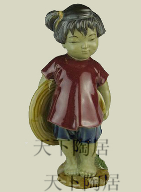 石湾公仔陶瓷小花电视柜客居摆件
