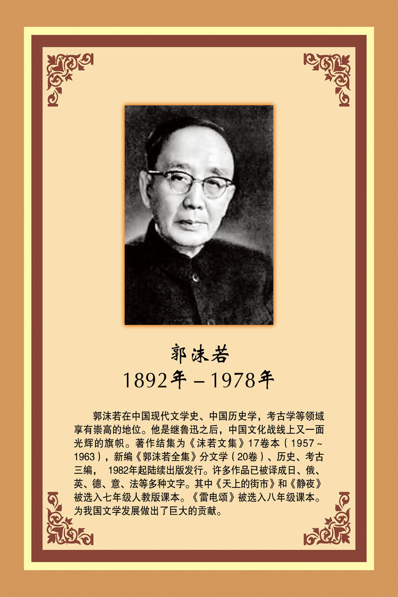 706海报印制展板写真喷绘贴纸素材452学校文化名人郭沫若简介挂图