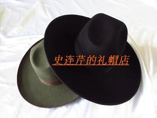 丽华纯羊毛礼帽高顶超大帽檐12厘米羊毛呢帽子