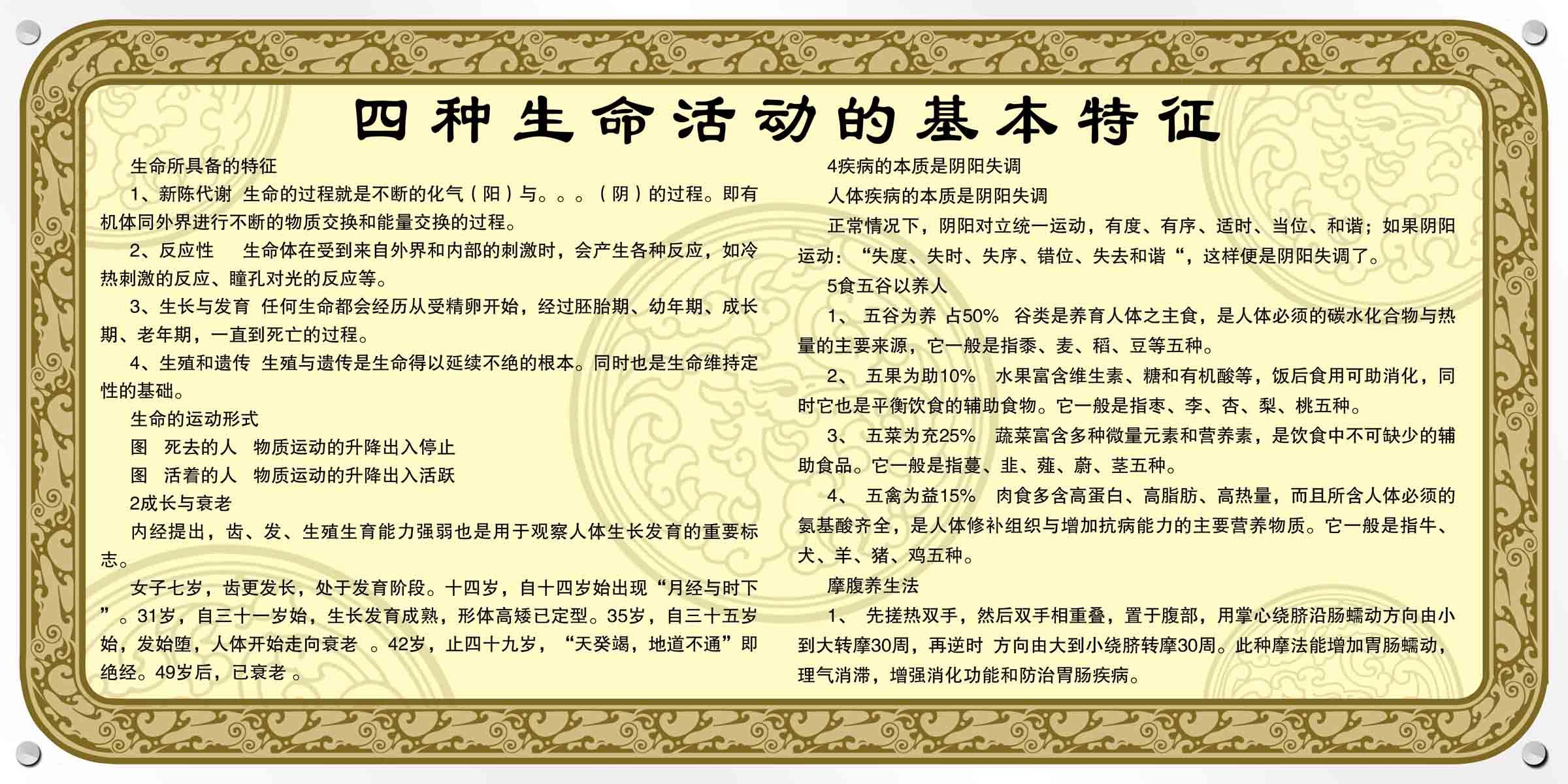 海报印制208展板素材制作6695中医知识四种生命活动的基本特征