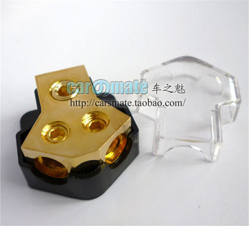 包邮！全铜汽车音响改装一分二分线器一孔入二孔出集线器电源端子