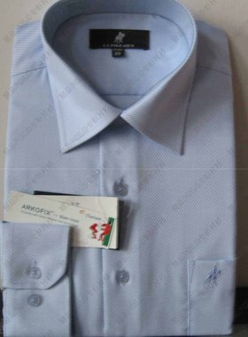 US POLO ASS'N 专柜精品男士正装衬衫 淡蓝色斜条纹专柜正品衬衫