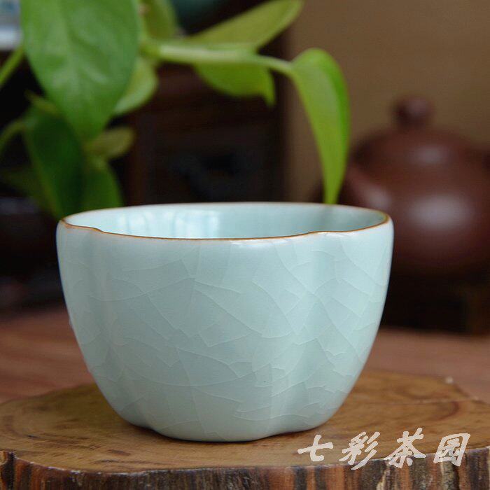 台湾茶具 开片 天青 汝窑梅香杯 全手工茶杯 类比晓芳窑 柏采汝窑