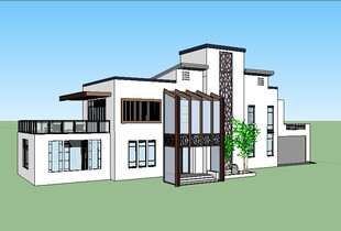 新中式仿古徽派建筑SU模型草图大师Sketchup园林景观设计素材组件