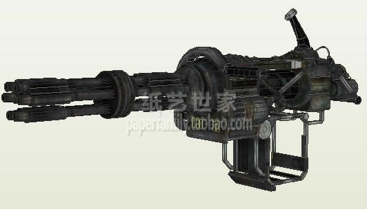 纸艺世家 70046 MINIGUN 加特林 手动型多管旋转机关枪 纸模型DIY