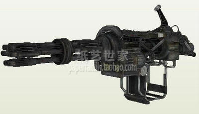 纸艺世家 70046 MINIGUN 加特林 手动型多管旋转机关枪 纸模型DIY