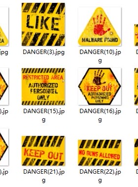 矢量设计素材 英文黄色危险警告告示牌 danger EPS格式源文件 19P