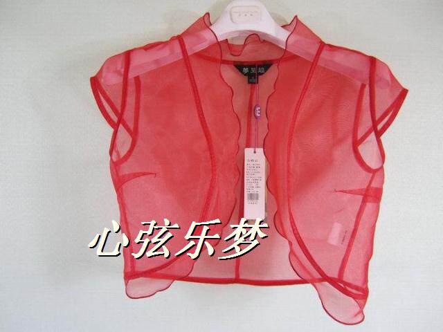 专柜正品梦至超2017新款夏装M12P001坎肩开衫红透明纱小外套披肩