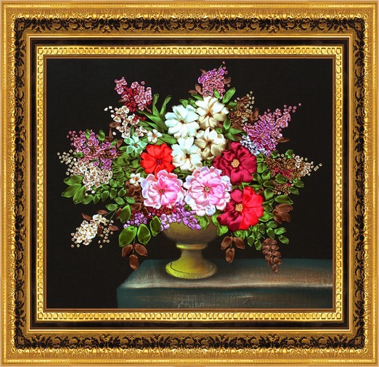 新款包邮正品丝带绣挂画举世无双