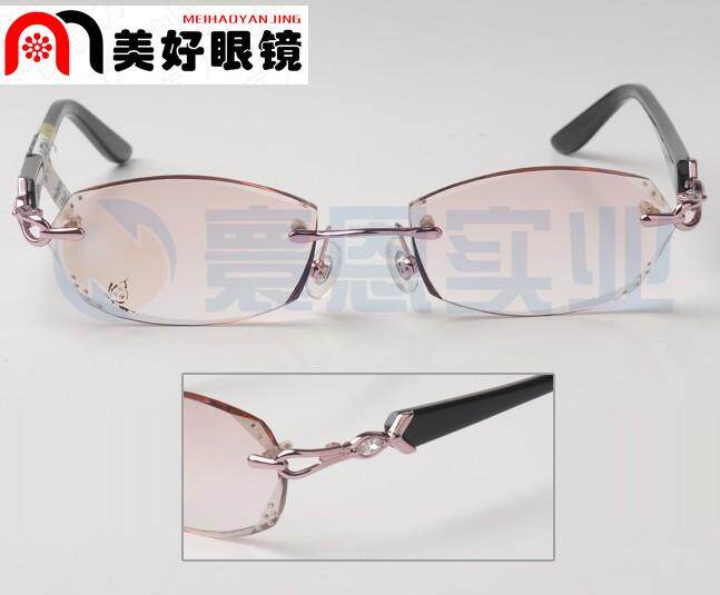 美好眼镜 正品YEIN韩国魅影无框切边镶钻工艺眼镜NO.859 男女款