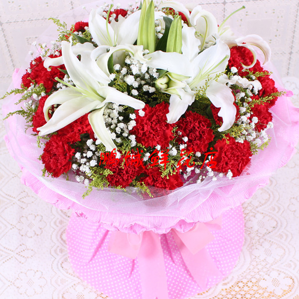 21朵红色深圳百合花束全城配送