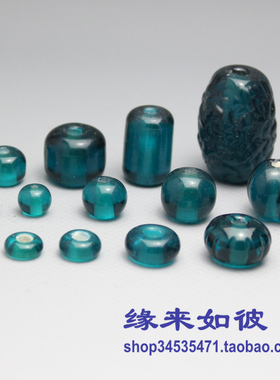 6/10/12/18mm青蓝色 手工老琉璃散珠 隔珠 桶珠 瓜珠 隔片diy配件