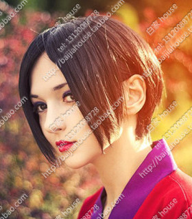 cos假发 NANA大崎娜娜黑色中分短发女王教主殿下加手套鬼灯的冷彻