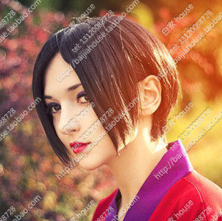 cos假发 NANA大崎娜娜黑色中分短发女王教主殿下加手套鬼灯的冷彻