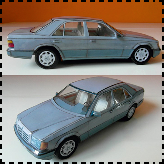 奔驰w124 e级车纸模型1:25轿车 车模 军武宅创意手工拼装diy