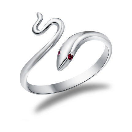 925纯银蛇形戒指 女士开口戒指指环 银饰品 送女友女王节礼物