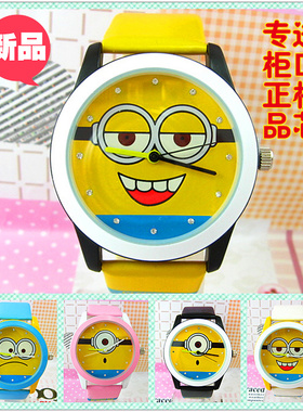 正品 卡通ME2小黄人系列手表镶钻学生表皮带表786六色