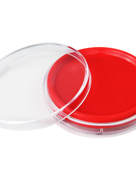 得力9863印台红色蓝色快干印泥圆形印章油油性橡皮章海绵印油办公