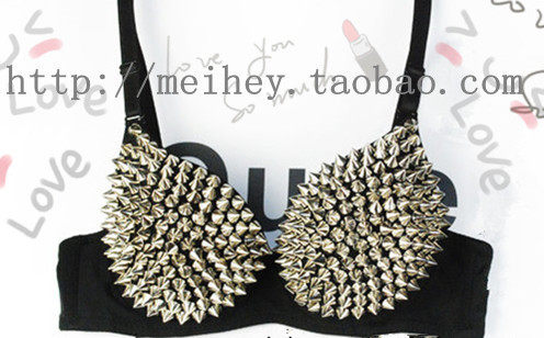 ds演出服新款夜店酒吧dj领舞性感gogo女歌手爵士舞比基尼铆钉文胸