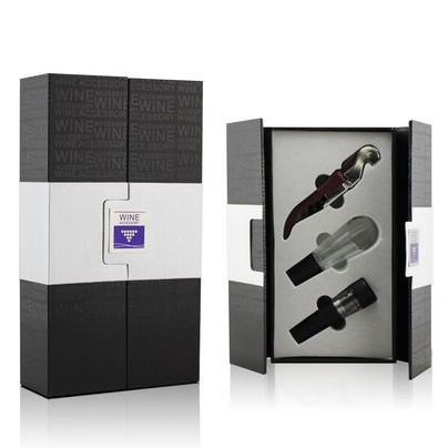 精品 海马刀 开瓶器 倒酒器 真空酒塞 酒具套装 礼盒 3件套