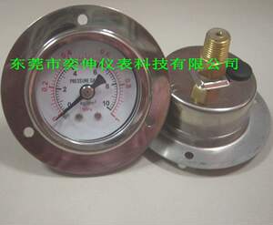 。40MM轴向带边1MPA抗震不锈钢压力表1/8PT牙，1.5寸小型充油表