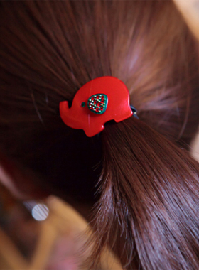 韩国进口发饰AngelRena纯色可爱大象镶钻发圈皮筋发绳F5