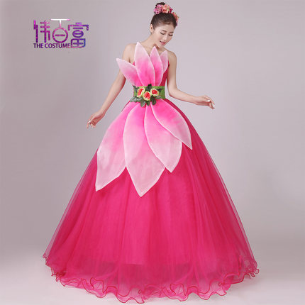 2021早春大花瓣舞蹈服装舞台伴舞集体舞排舞广场舞大摆裙演出服装