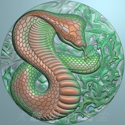 精雕图 浮雕图 灰度图 电脑雕刻图 JDP源文件 十二生肖之蛇